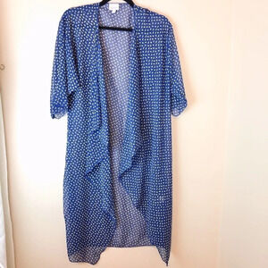 LulaRoe | Blue & Yellow Printed Shirley Kimono